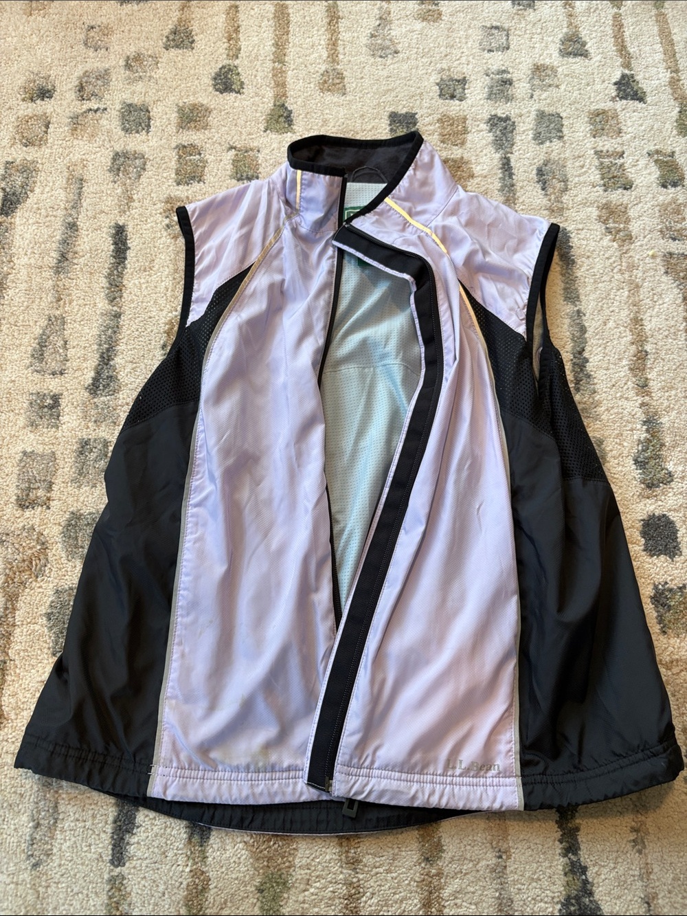 Light Lavender and Black LL Bean Women's Sleeveless Wind Vest